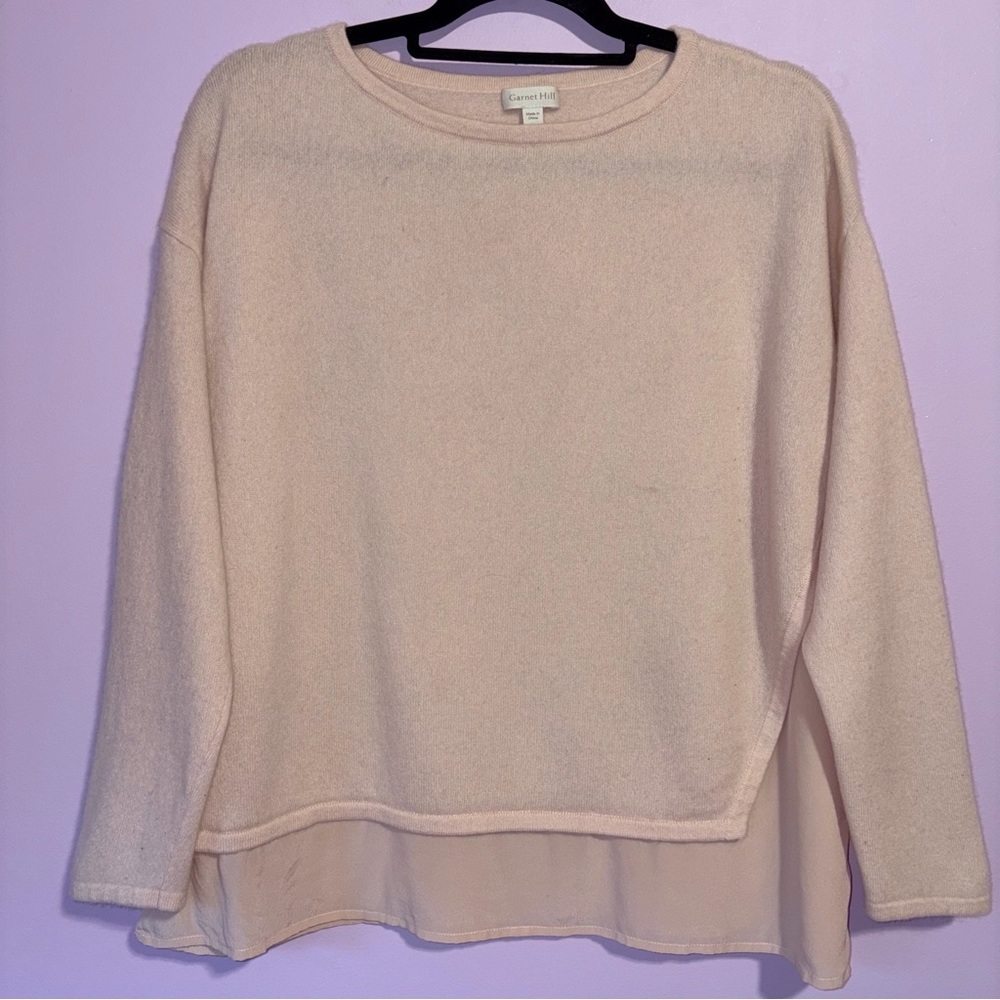 Garnet Hill Luxury Cashmere Sweater Women L Oversized Office Cozy Contemporary